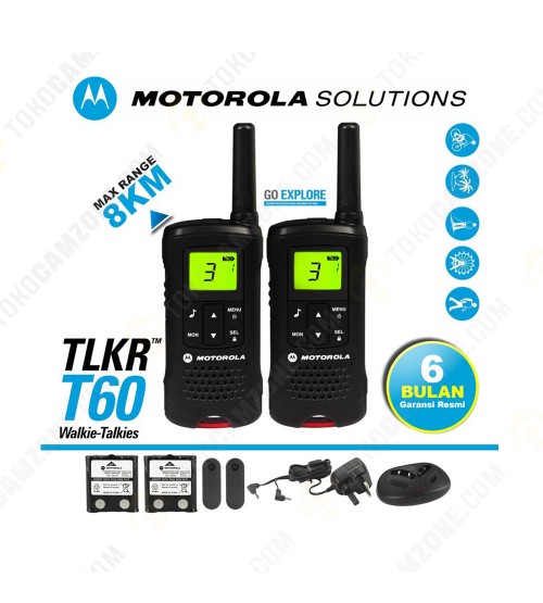 Motorola T60 Walkie Talkie Talkabout Radio (Free Jam Dinding Selama Persediaan Masih Ada)